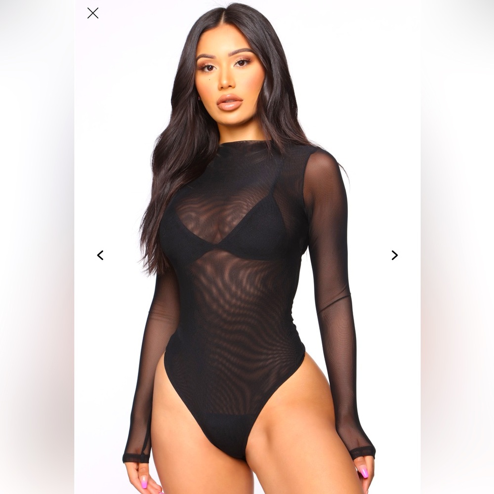 Sheer Black Long Sleeve Bodysuit